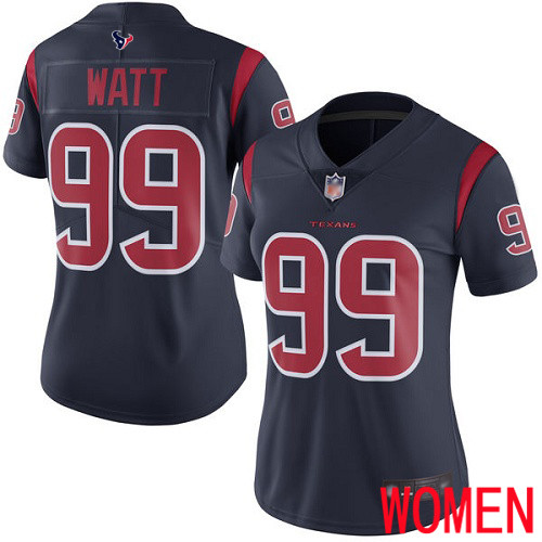 Houston Texans Limited Navy Blue Women J J Watt Jersey NFL Football 99 Rush Vapor Untouchable